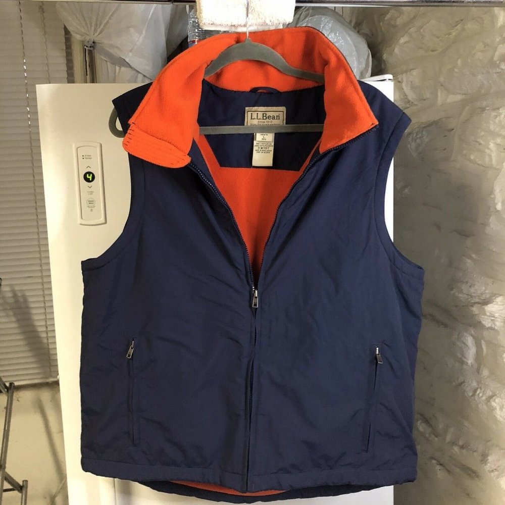 Vintage L.L. Bean Mens Vest L Blue & Orange Nylon